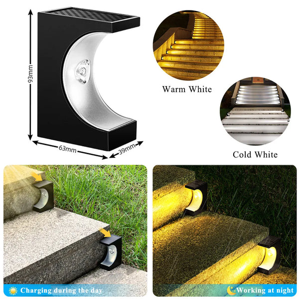 Solar Step Lights (2/4PCS) – Warm & Cool White Options | Waterproof Automatic LED for Outdoor Stairs & Decks