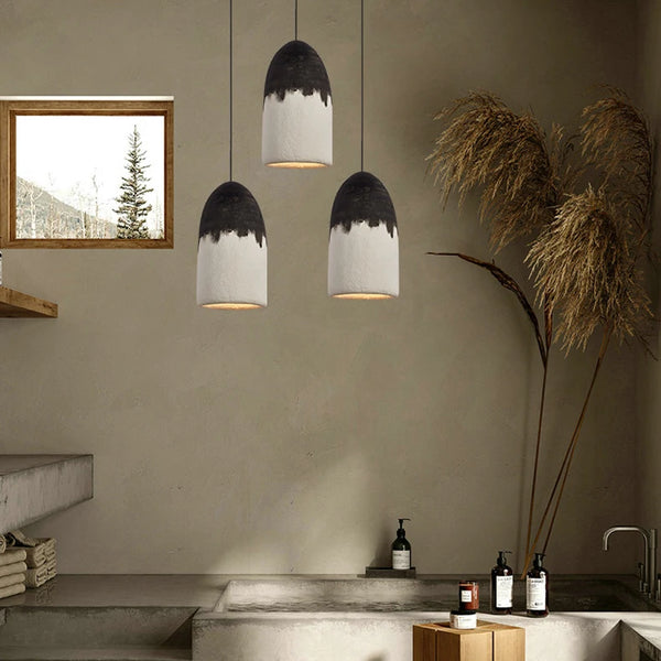 Modern black and white Wabi Sabi pendant light