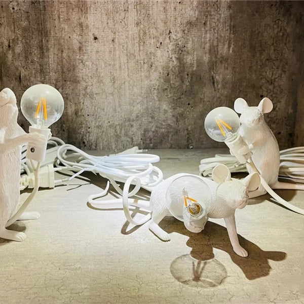 Modern resin LED table lamp with mouse animal
