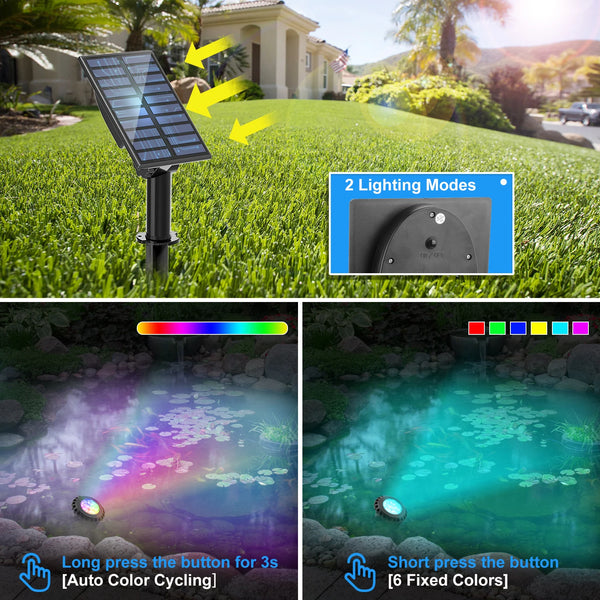 2/3/4/5PCS RGB Solar LED Underwater Lights – IP68 Waterproof Landscape Spotlights for Pool & Garden