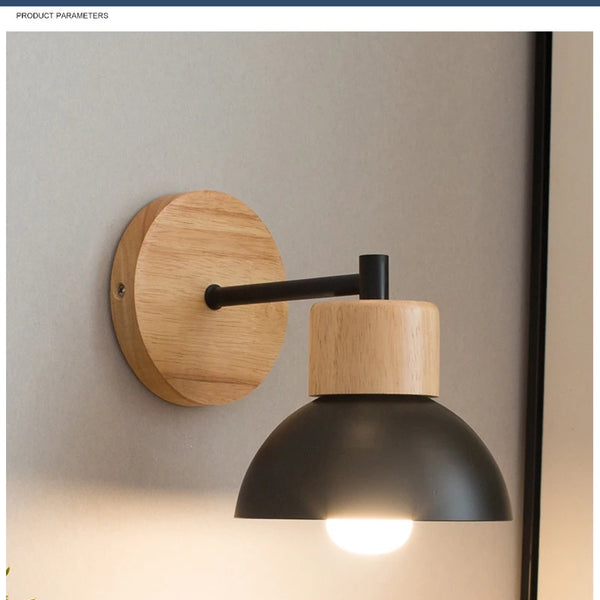 Nordic wooden LED wall lamp