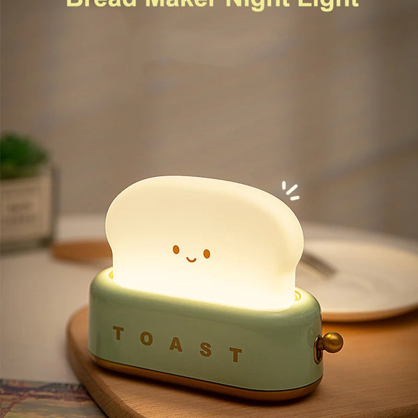 Portable LED Night Light with Timer and Cartoon Toast Bread