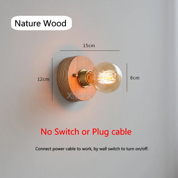 Wabi Sabi round wooden wall lamps