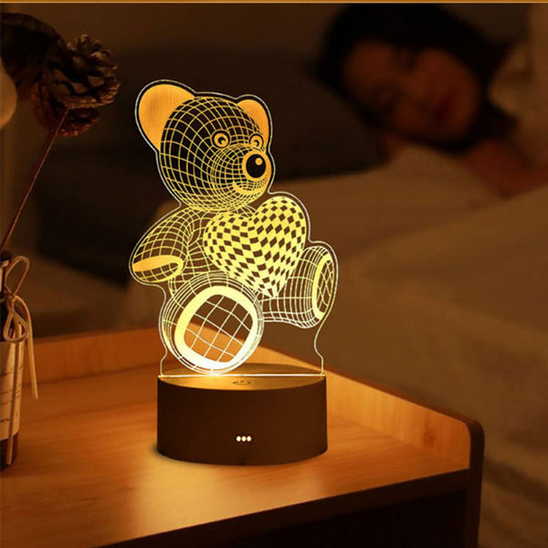 3D Acrylic LED Table Lamp, Bedside Lamp