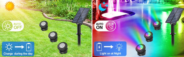 2/3/4/5PCS RGB Solar LED Underwater Lights – IP68 Waterproof Landscape Spotlights for Pool & Garden