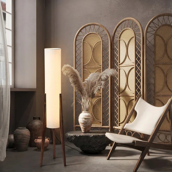 Japanese retro solid wood Wabi-sabi floor lamp