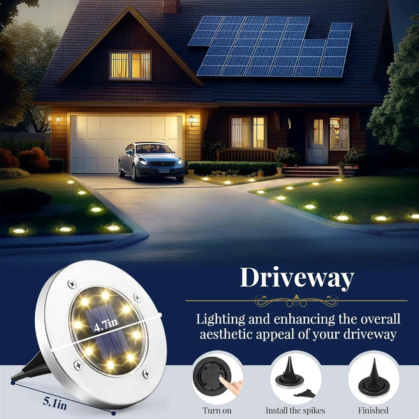 4/8PCS Solar Outdoor Lights β 8 LED Landscape Lighting in Cool & Warm White for Garden & Pathway