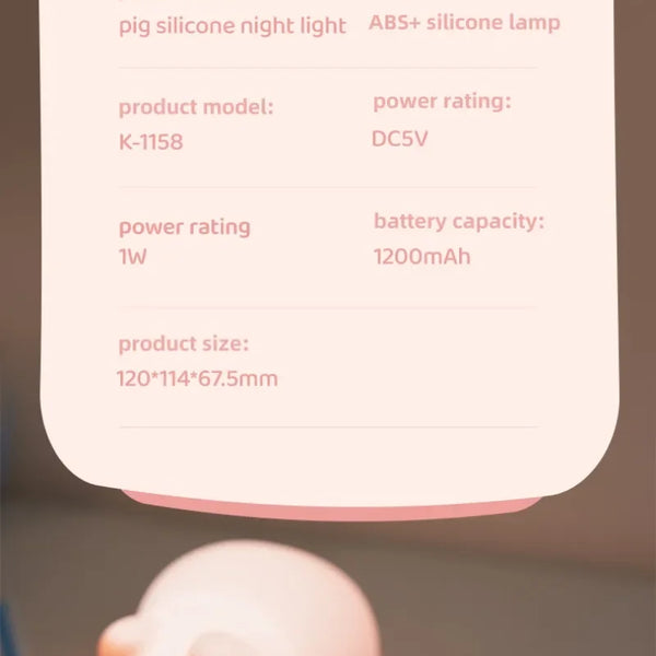 Pink Piggy Silicone Lamp