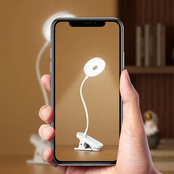 Portable LED table lamp with clip