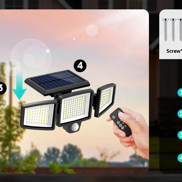 IP65 Waterproof Outdoor Solar Light, 210LED 2500LM Motion Sensor Security Light for Porch, Garage, Yard Entrance, Patio