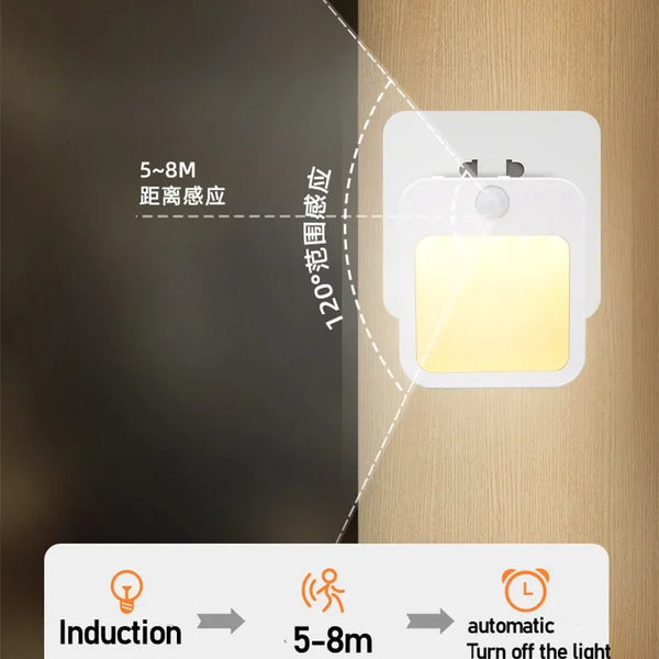 LED Night Lights with Motion Sensor and Adjustable Light for Closet, Bedside, Bedroom, Hallway, Wireless Night Lighting