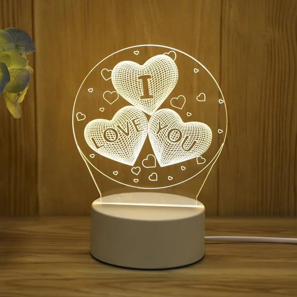 3D Acrylic LED Table Lamp, Bedside Lamp