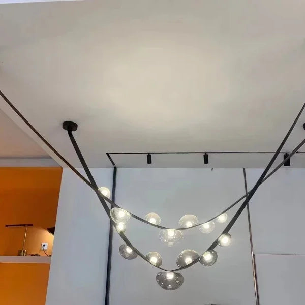 Nordic minimalist LED pendant light in leather and glass