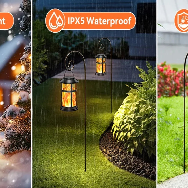 2/4-Pack Solar Flame LED Lanterns β 2 Modes Outdoor Lighting for Yard, Garden & Camping