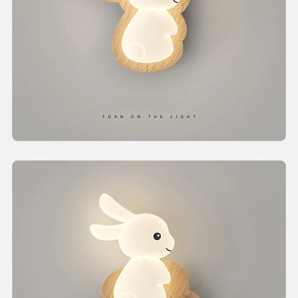 Nordic solid wood rabbit style wall lamps
