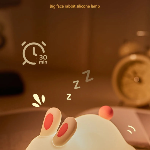 Cute silicone bunny lamp with big face