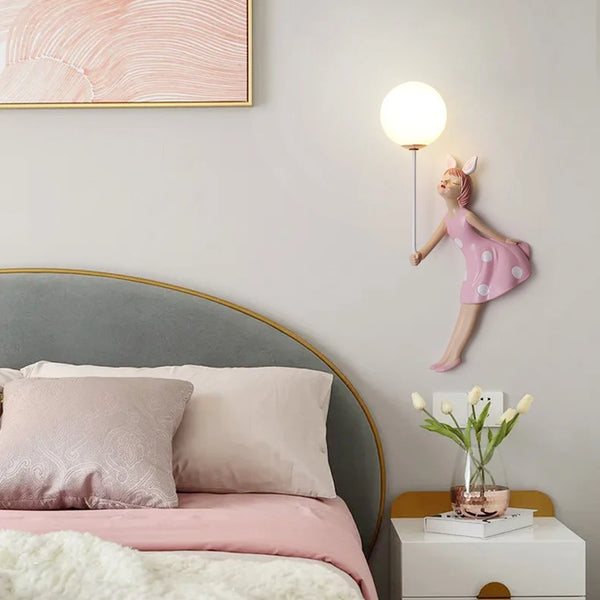 Cute pink ballerina wall lamps