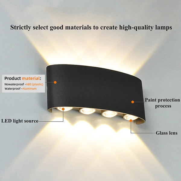 Modern LED wall light for indoor and outdoor use
