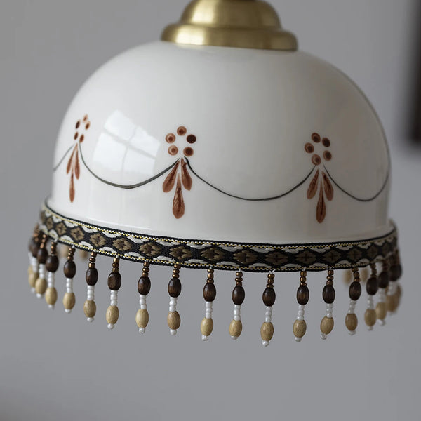French Hand-painted Ceramics Pendant Lamp