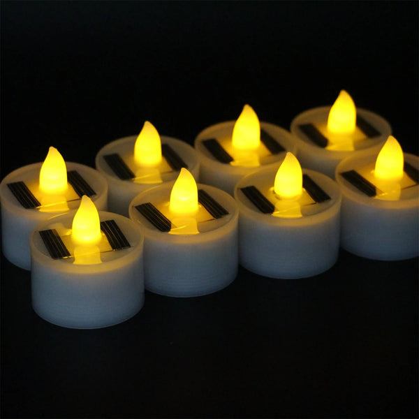 Flameless, Waterproof, Rechargeable Outdoor Solar Tea Light Candles