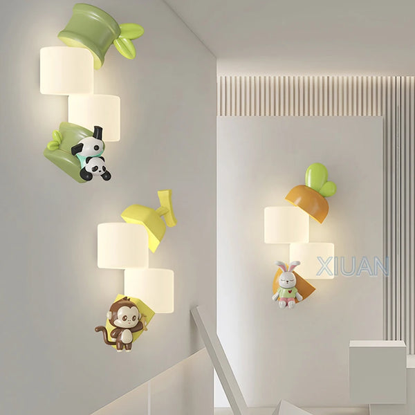 Monkey Rabbit Panda Animal Wall Lamps