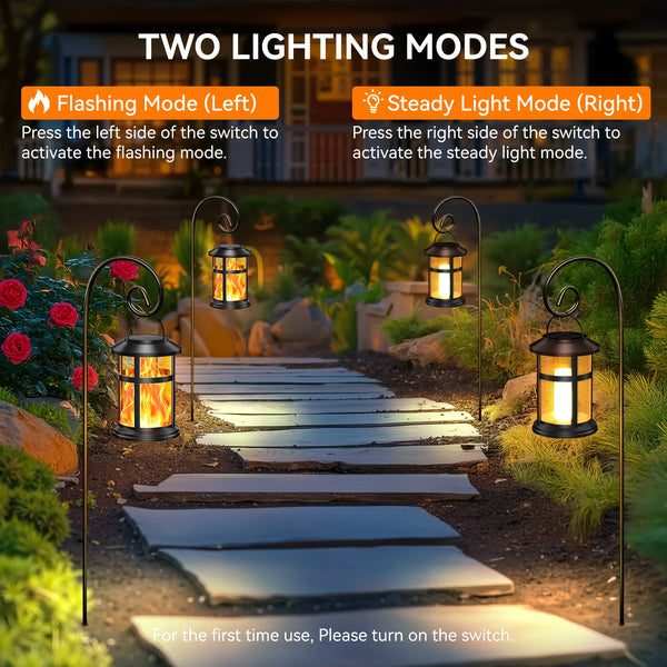 2/4-Pack Solar Flame LED Lanterns β 2 Modes Outdoor Lighting for Yard, Garden & Camping