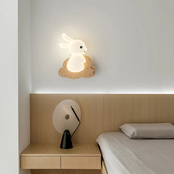 Nordic solid wood rabbit style wall lamps