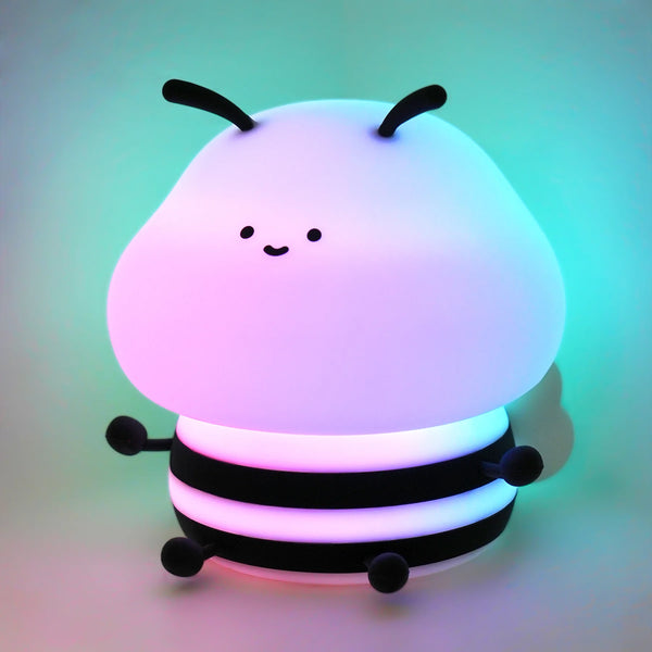 Cute Bee Design LED Night Light, Kids Silicone Lamp, Touch Sensor, Timer, USB, Rechargeable