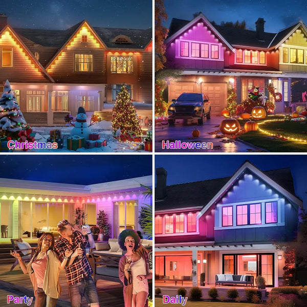 50/100FT RGBIC LED Strip – Waterproof Outdoor Lights with 75 Modes