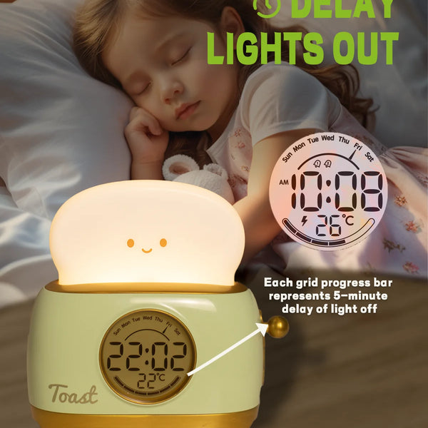 Kids Alarm Clock with LED Night Light, Digital Clock for Children's Sleep Training