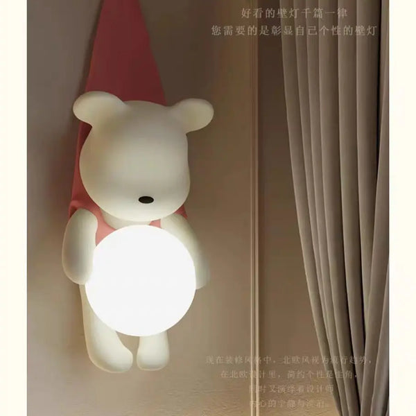 Wall lamp for children's room with bear design