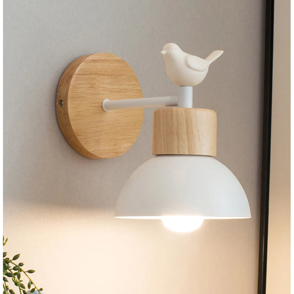 Nordic wooden LED wall lamp