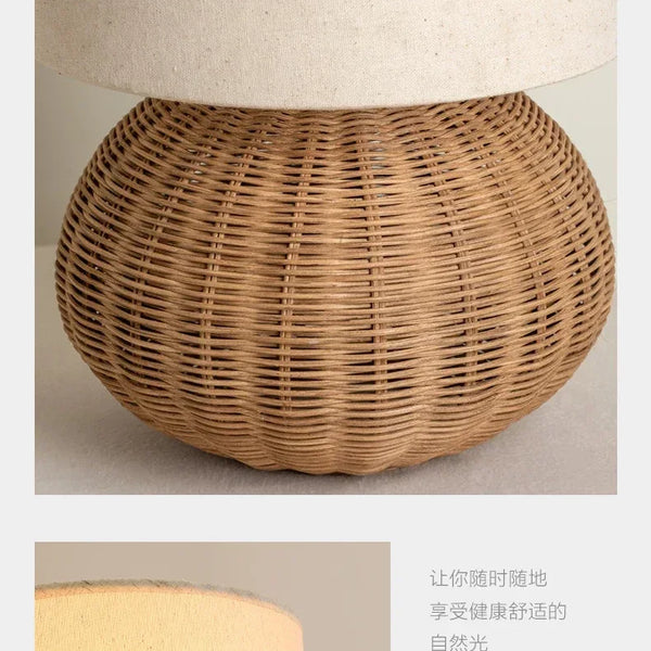 Retro Wabi-sabi Table Lamp, Medieval Wicker, Office Designer, Home Decor, Japanese Fabric Lamp