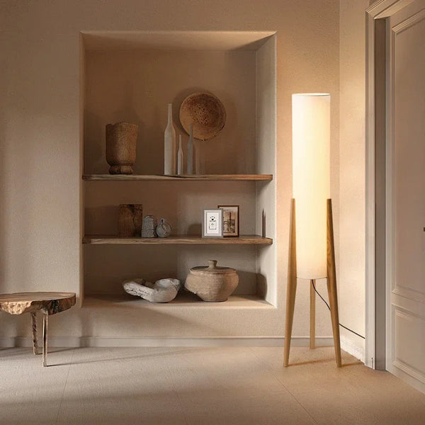 Japanese retro solid wood Wabi-sabi floor lamp