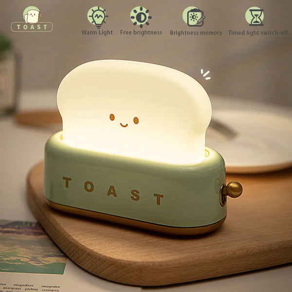 Portable LED Night Light with Timer and Cartoon Toast Bread