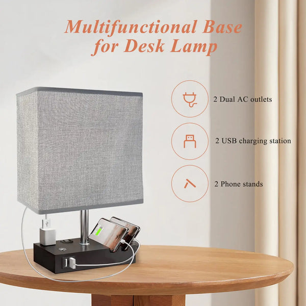 Bedside lamp with two fast USB charging ports, fully dimmable bedside table lamp