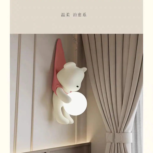 Wall lamp for children's room with bear design