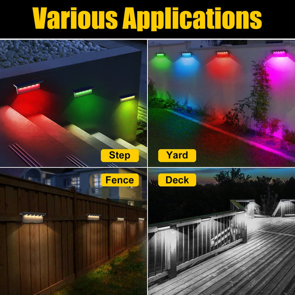 RGB LED Solar Step Lights (2/4PCS) – Waterproof & Anti-Theft | Super Bright Outdoor Stair Lighting