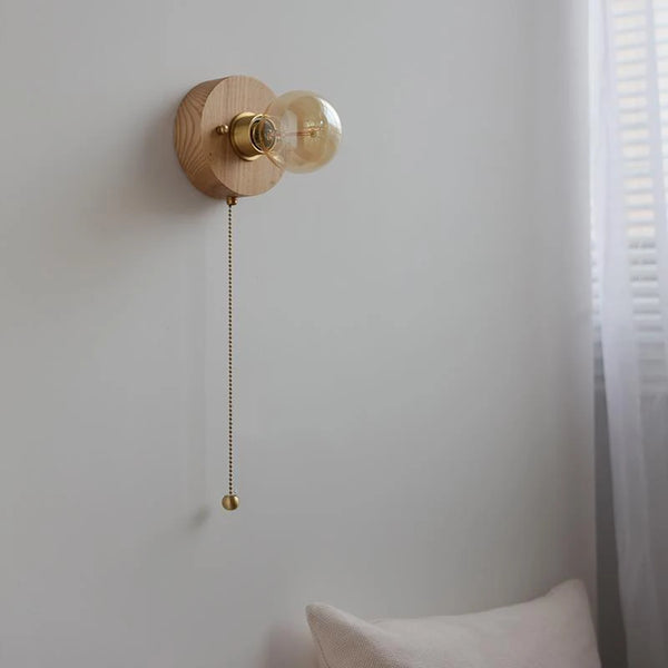 Wabi Sabi round wooden wall lamps