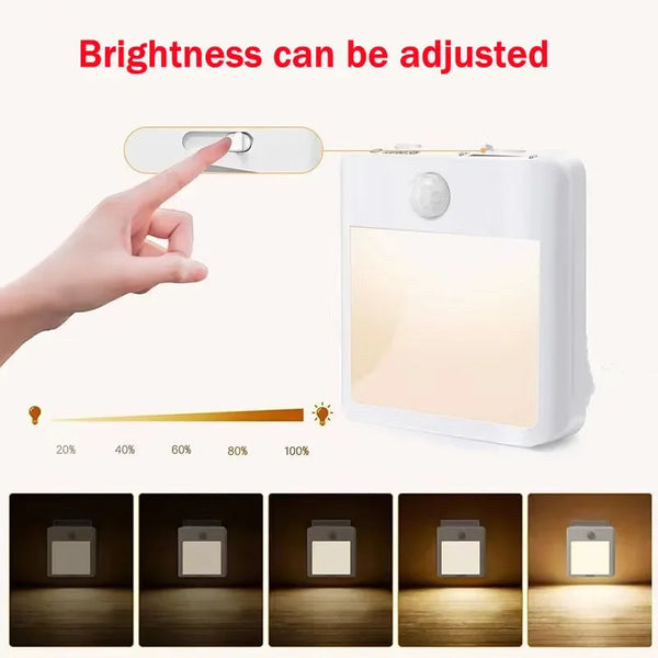 LED Night Lights with Motion Sensor and Adjustable Light for Closet, Bedside, Bedroom, Hallway, Wireless Night Lighting