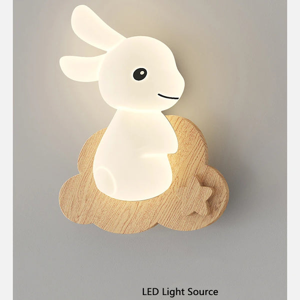 Nordic solid wood rabbit style wall lamps