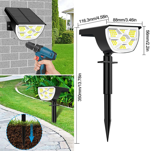 72/68 LED Solar Flood Lights Outdoor IP65 Waterproof 3 Modes Solar Garden Light Outdoo