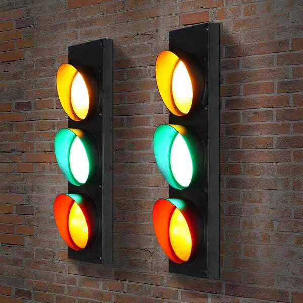 American LOFT creative wall lamp personalized industrial style retro traffic light with LED light