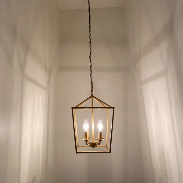 Minimalist retro American E14 pendant light, black, gold, with metal frame