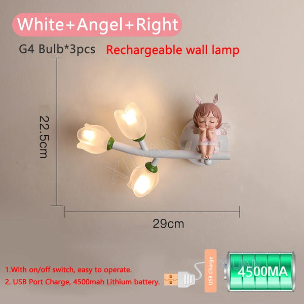 Cartoon Rechargeable Battery Wall Lamps Resin Animal