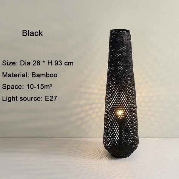 Japanese Wabi Sabi Style Floor Lamp Handmade Bamboo LED