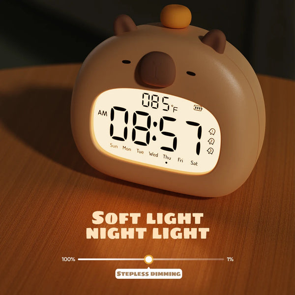Capybara LED Alarm Clock for Kids