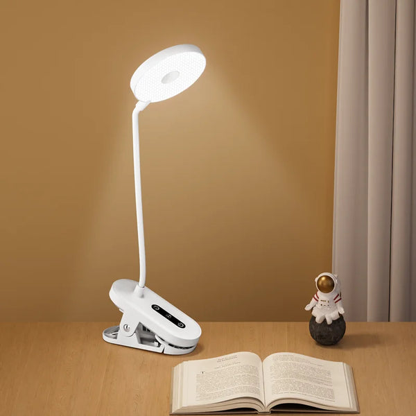 Portable LED table lamp with clip