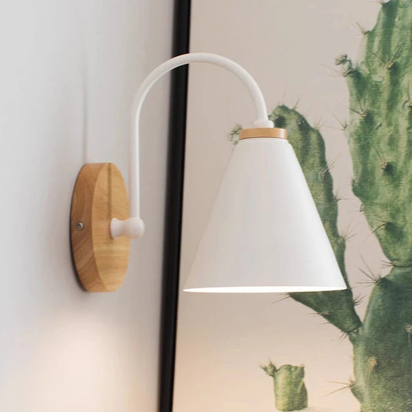 Nordic solid wood wall lamp
