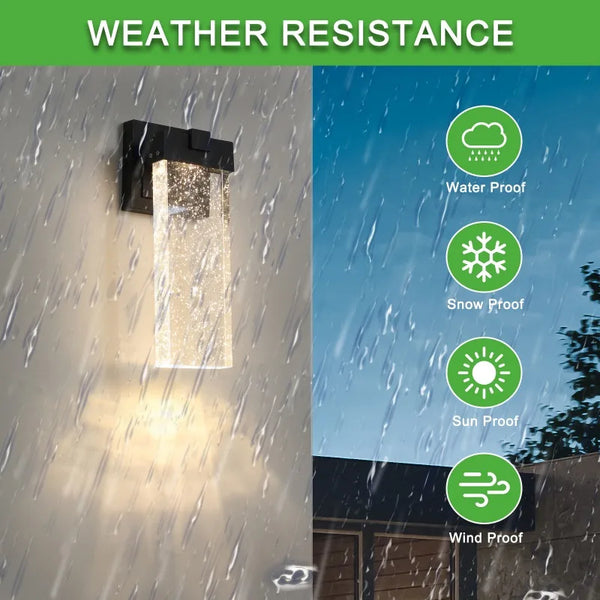 Weatherproof LED wall light with bubble crystal and light sensor - 12W